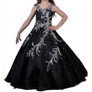 NEW LITTLE ROSIE girl's long pageant dress in black